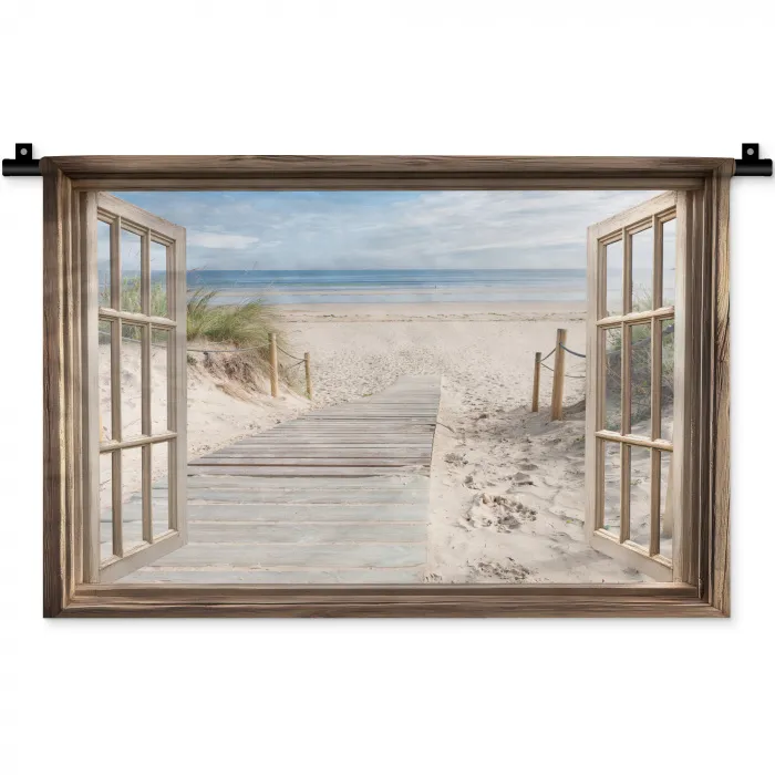 Doorkijk - Strand - Duinen - Pad - Landschap Wandkleed katoen klein -zz3d