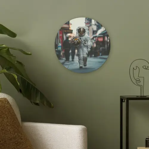 Boeket - Bloemen - Kleurrijk - Astronaut Akoestische PET Vilt - Rond klein -sfeer2