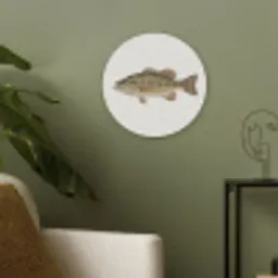 Vissen - Natuur - Vintage Akoestische PET Vilt - Rond klein -sfeer2