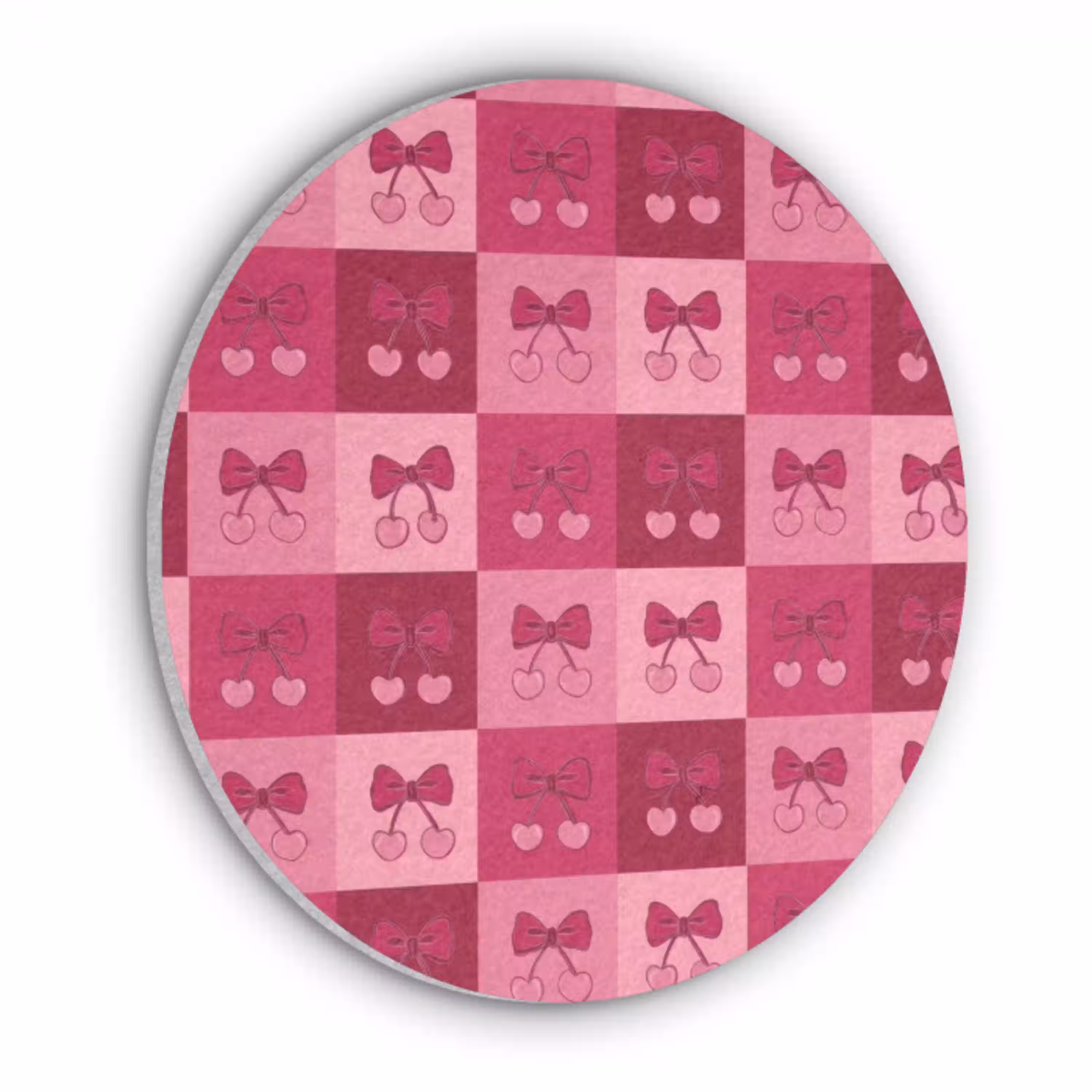 Kersen - Strikjes - Speels - Roze - Bordeaux Akoestische PET Vilt - Rond klein 838 -3d
