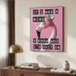 Flamingo - Roze - Vogel - Decoratie Textielframe zwart klein -sfeer3