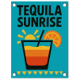 Illustratie - Tequila - Glas - Blauw tuinposter los doek klein -3d
