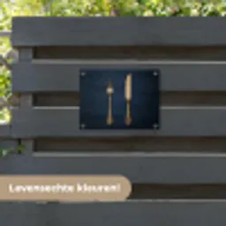 Bestek - Donkerblauw - Goud tuinposter los doek klein -sfeer3
