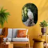 Arend - Hout - Wit - Planten Wandcirkel Ovaal Glas middel -sfeer4