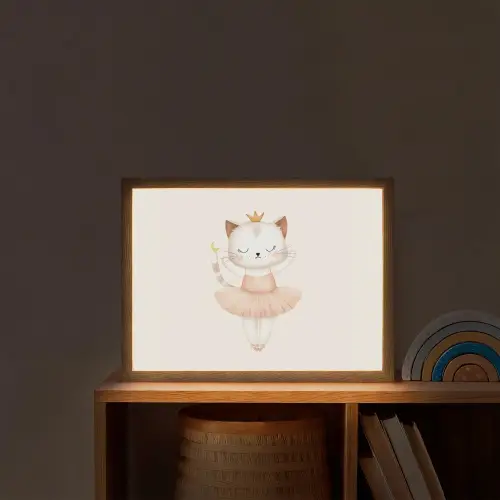 Ballerina - Kitten - Beige Light Box met batterij (Wandlamp kind) middel -sfeer1_kind