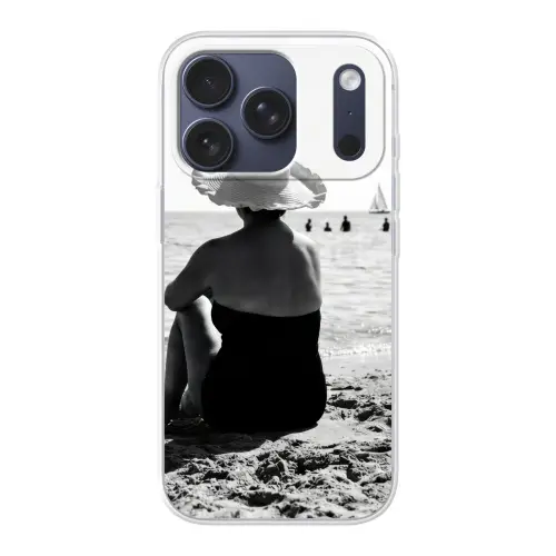 Vrouwen - Zonnehoed - Strand - Zwart - Wit Telefoonhoesje iPhone 17 Pro klein -3d