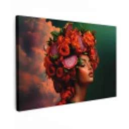 Vrouw - Drankenfruit - Rozen Tuinposter op houten frame 2 cm dik klein -3d