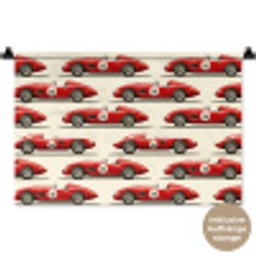 Raceauto - Retro - Rood Wandkleed katoen klein 269 -t3d_DE