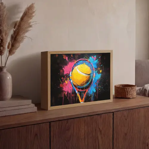 Graffiti - Tennis - Sport - Racket Light Box met batterij (Wandlamp) middel -sfeer2