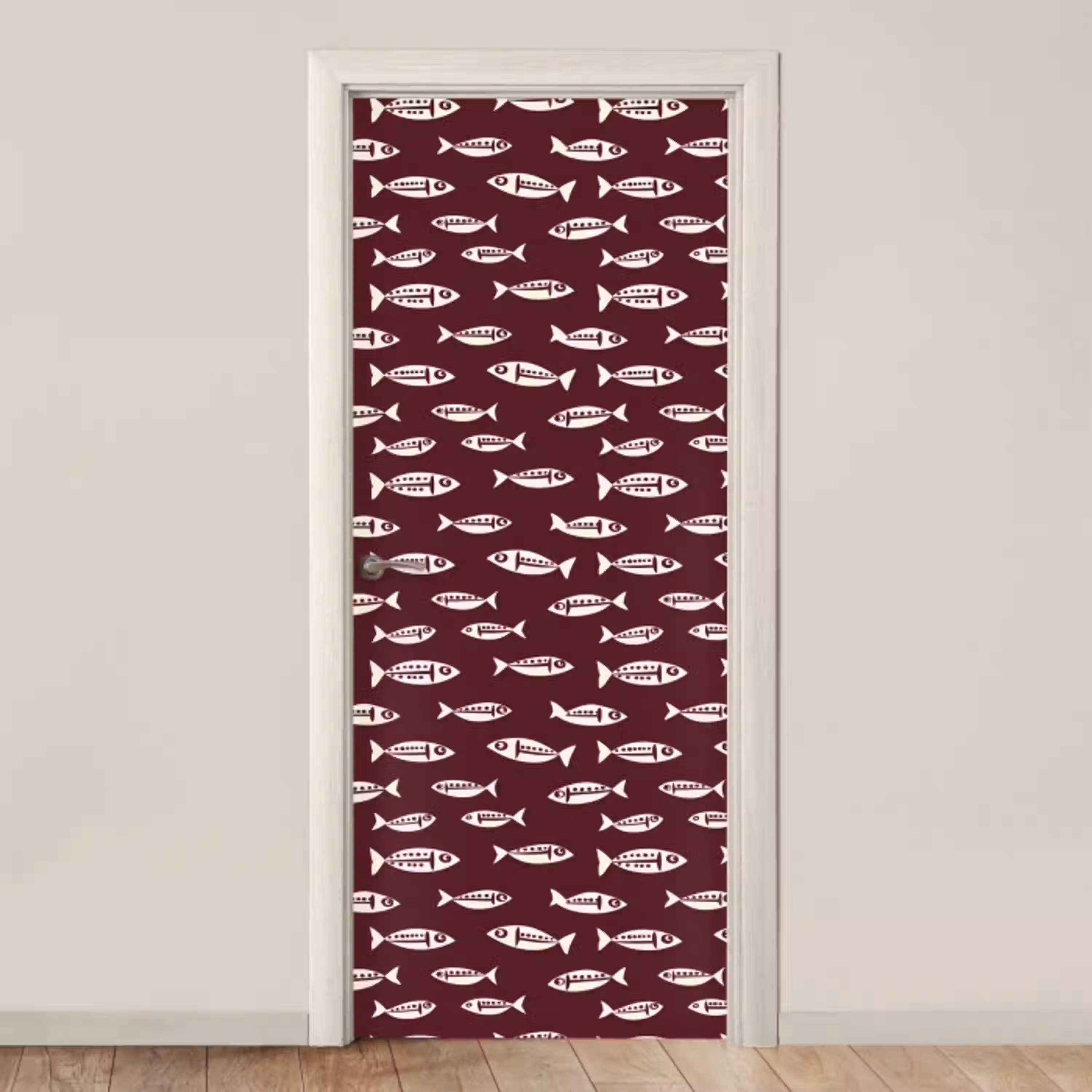 Vissen - Grafisch - Patroon - Donker deurposter klein 289 -3d_beige