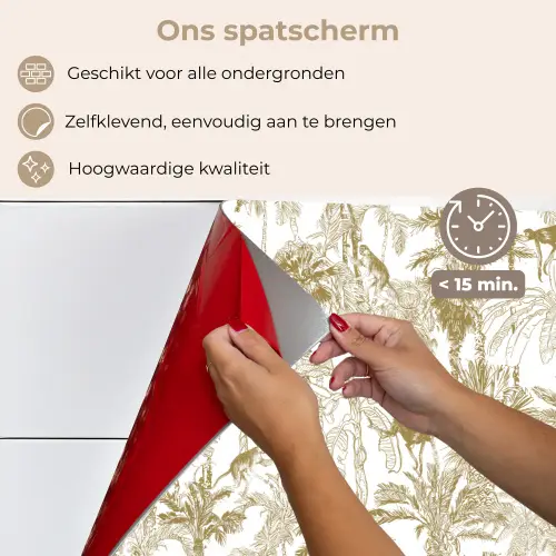 Apen - Jungle - Abstract - Beige keuken achterwand spatscherm klein 900 -spatscherm_NL