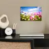 Bloemen - Wei - Paars - Gras - Wit - Wolken - Blauw poster papier klein -sfeer1