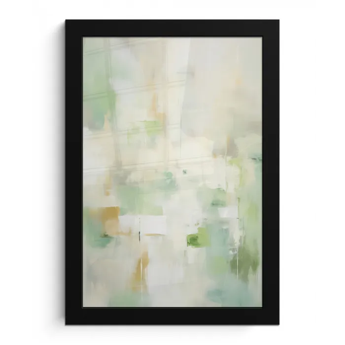 Abstract - Kunst - Wit - Groen - Modern fotolijst zwart zonder passe partout klein -3d