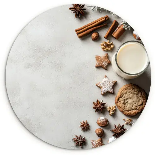 Winter - Kerst - Specerijen - Wit Wandcirkel kunststof plaat 5mm dik klein -3d