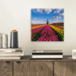 Tulpen - Holland - Molen - Kleurrijk aluminium wit klein -sfeer1