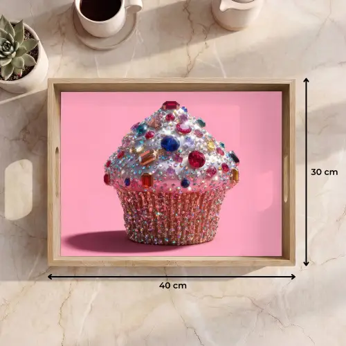 Cupcake - Kleurrijk - Edelstenen Dienblad Rechthoek middel -USP_Formaat