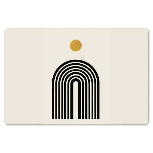 Minimalistisch - Zwarte boog - Gouden cirkel Placemat vinyl groot -zzsfeer1_Kitchenyeah-website