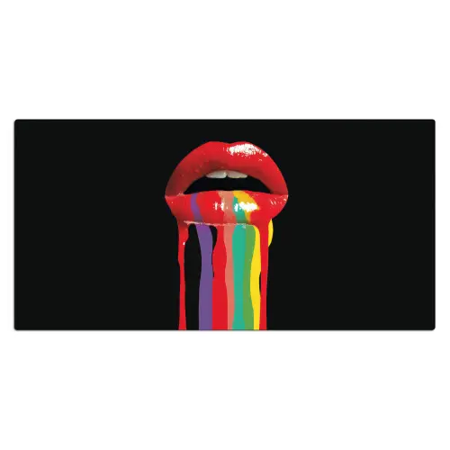 Lippen - Kleuren - Zwart Muismat XXL klein -3d_leeg