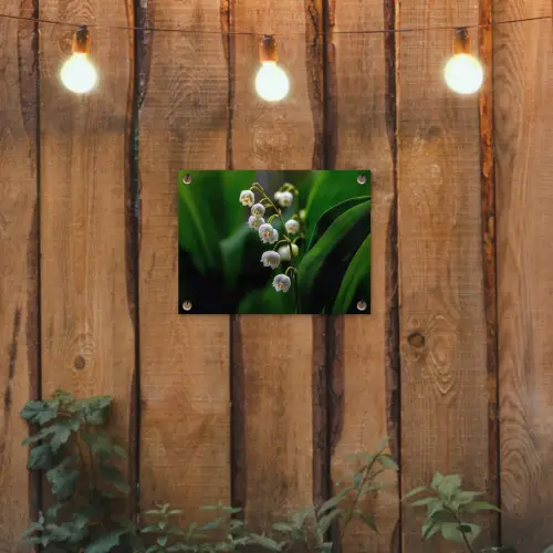 Bloemen - Wit - Bladeren - Lelietjes tuinposter los doek klein -sfeer1