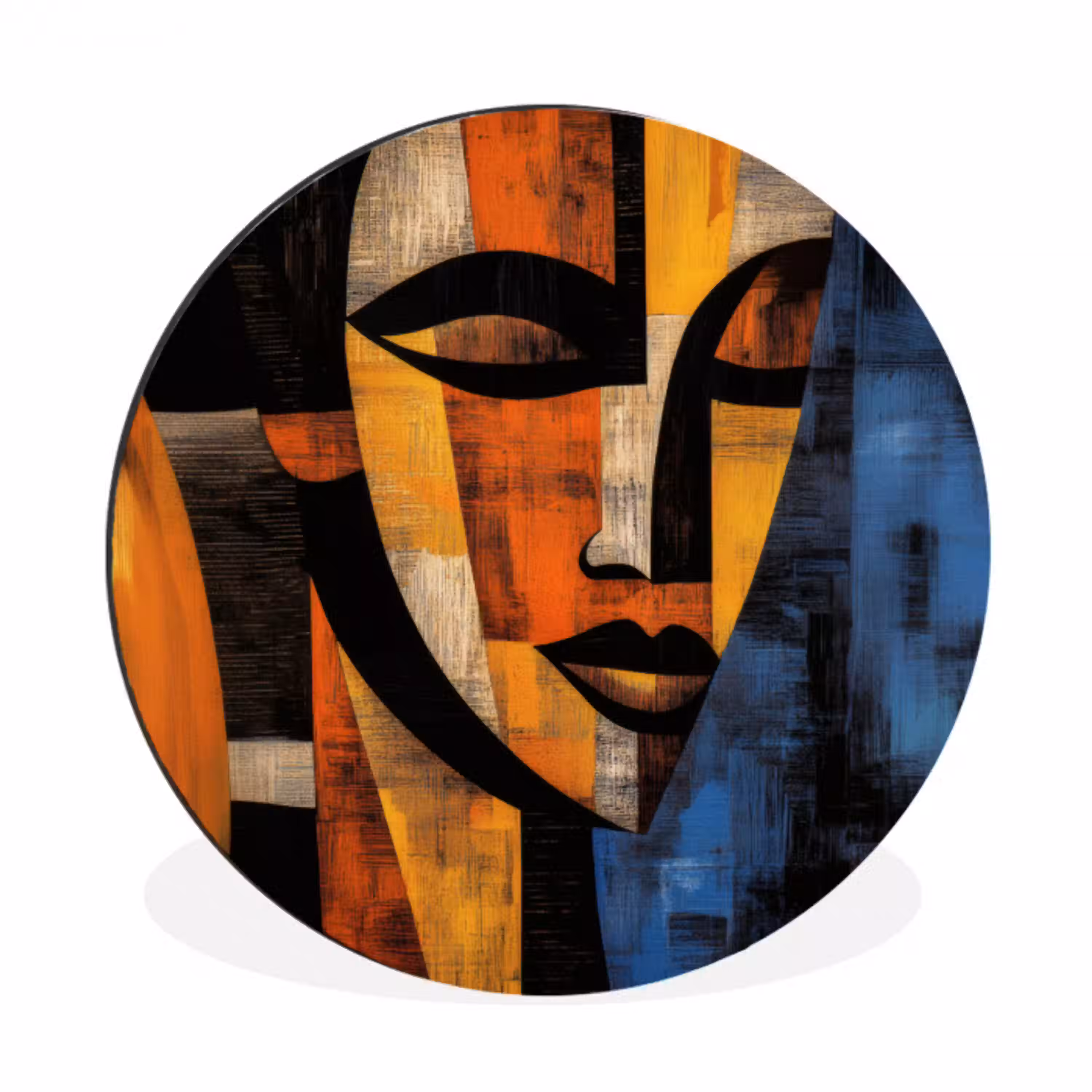 Abstract - Portret - Kleurvakken Wandcirkel aluminium klein -3d