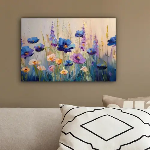 Zomers - Wilde bloemen - Penseelstreken canvas 2cm klein -sfeer3