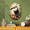 Toekan - Vogel - Bloemen - Planten Wandcirkel Ovaal Forex klein -sfeer2