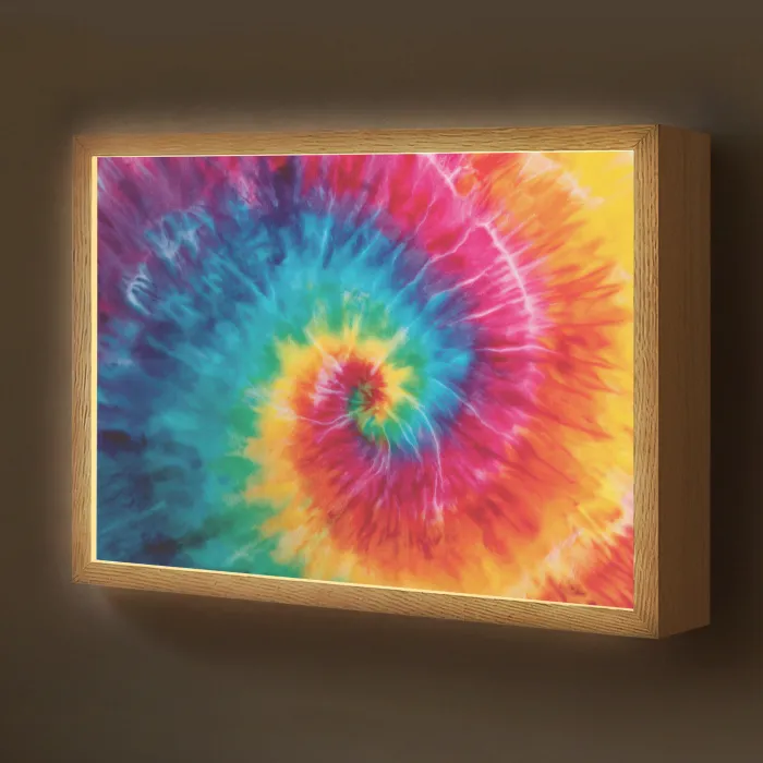Regenboog - Tie dye - Kleurrijk - Blauw Light Box met batterij (Wandlamp kind) middel -z3d_website