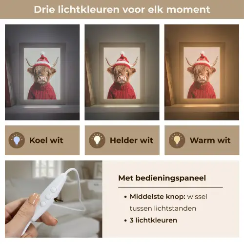 Schotse Hooglander - Kerst - Muts - Trui - Winter Light Box met kabel (Tafellamp) klein -USP_lichtkleurNL