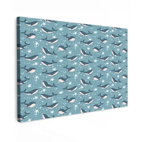 Klein - Oceaan - Walvis - Zeester Tuinposter op houten frame 2 cm dik klein 845 -3d