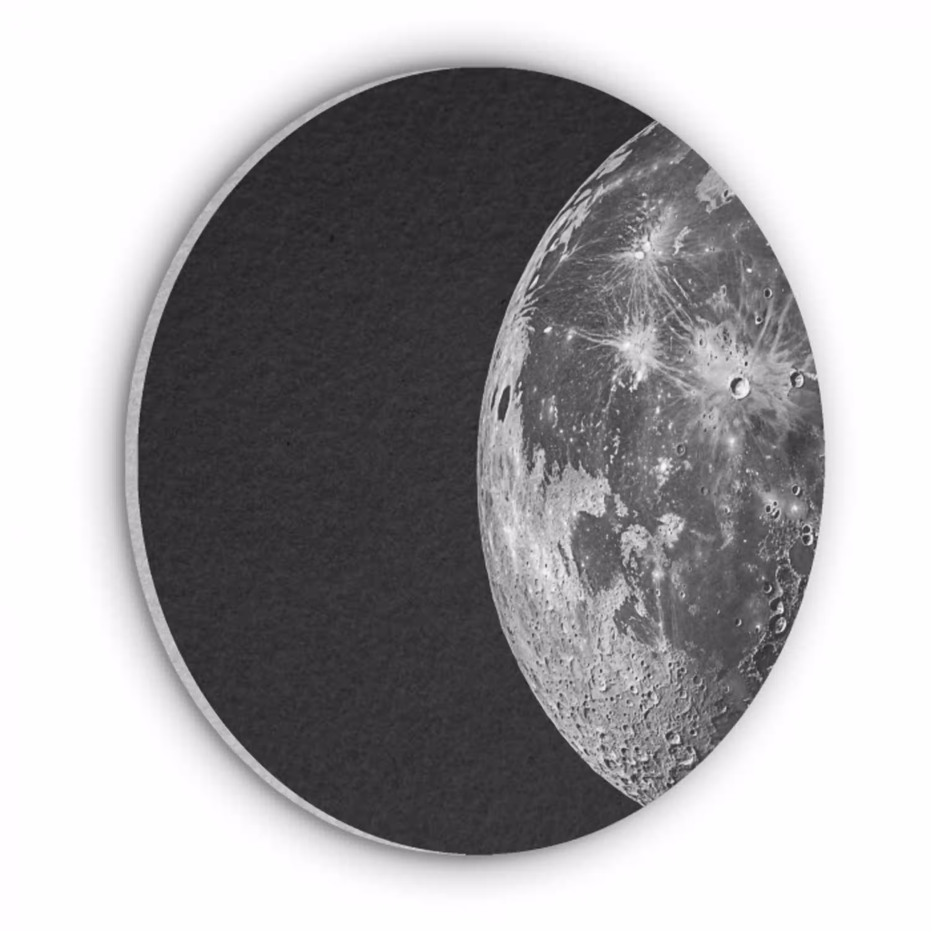 Close-up - Maan - Wit - Textuur Akoestische PET Vilt - Rond klein -3d