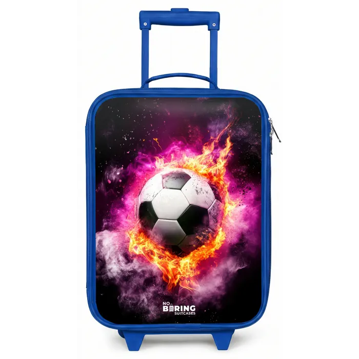 Voetbal in roze vuur explosie Kinderkoffer - Blauw klein -zz3dotto