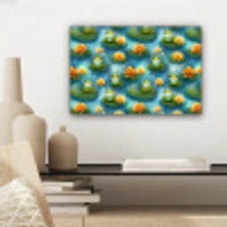 Kikker - Lelies - Groen canvas 2cm klein 34 -sfeer6