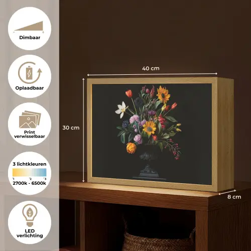 Zonnebloemen - Boeket - Kleurrijk Light Box met batterij (Wandlamp) middel -USP_websiteoverzichtNL