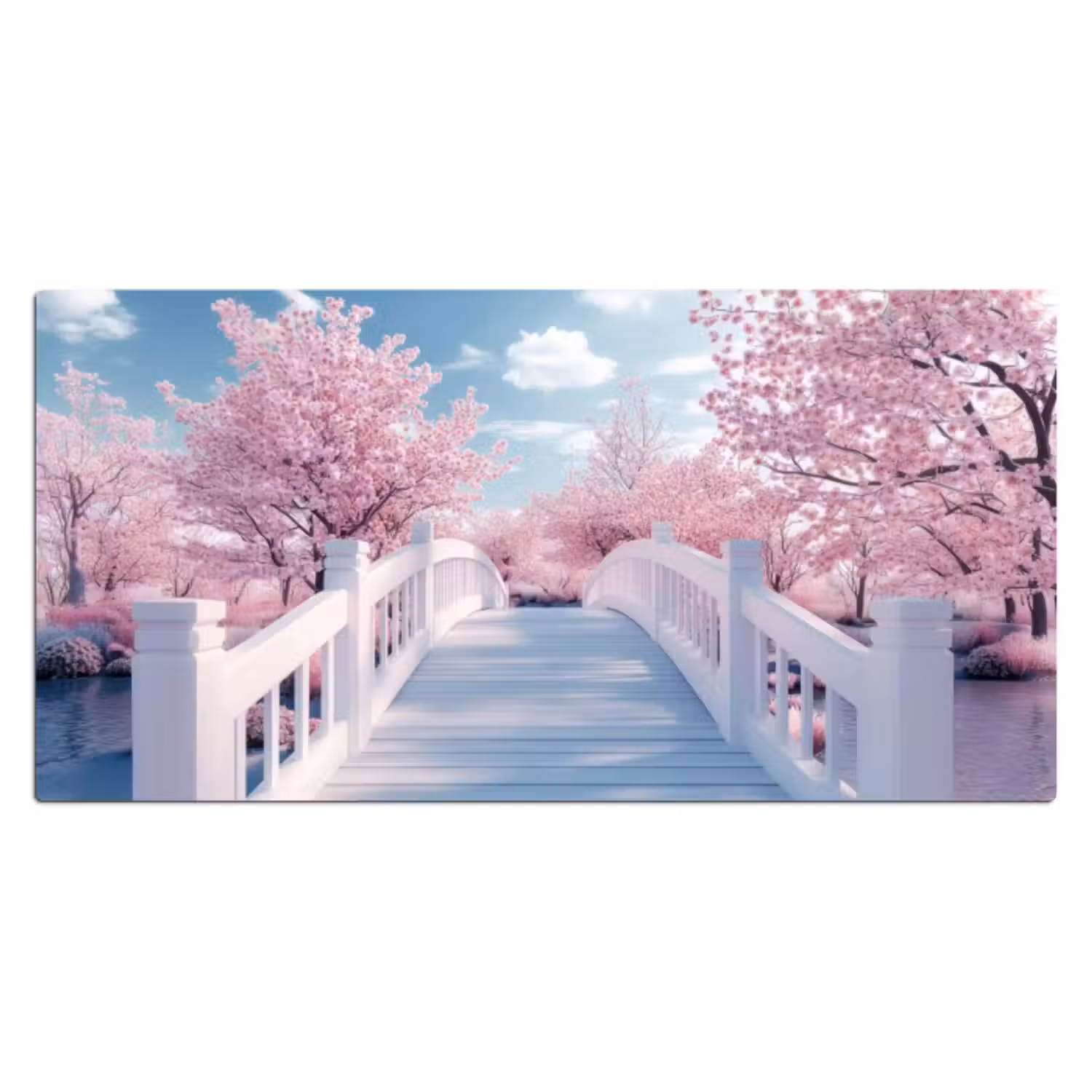 Bureau onderlegger - Brug - Kersenbomen - Wit