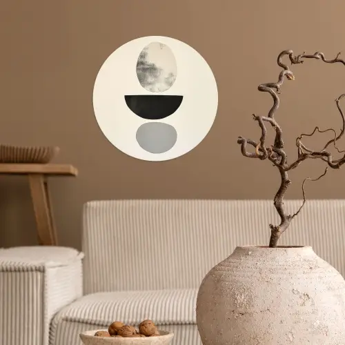 Beige - Japandi - Wabi sabi Wandcirkel behangsticker klein -sfeer1
