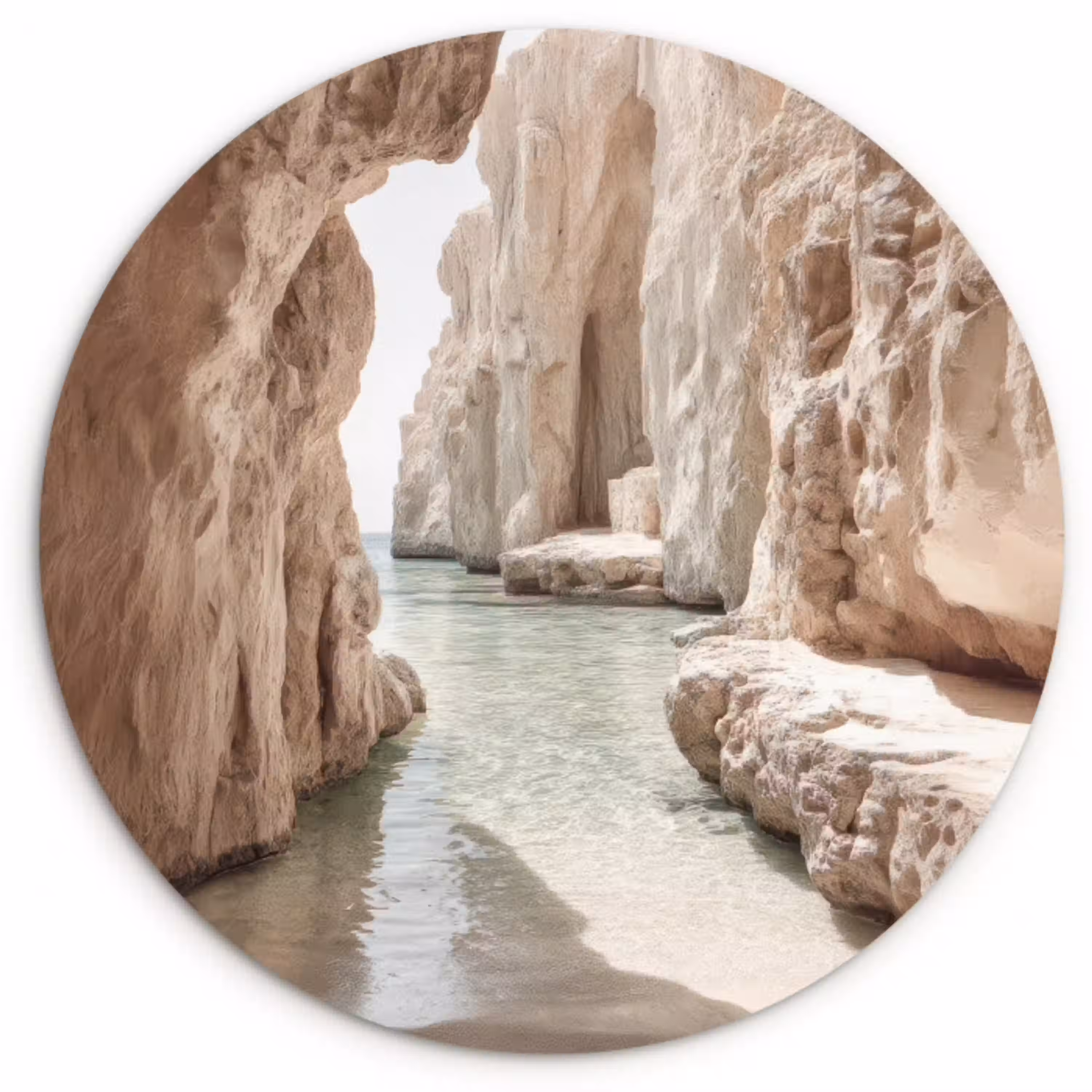 Rotsen - Zee - Zand - Kloof Wandcirkel kunststof plaat 5mm dik klein -3d