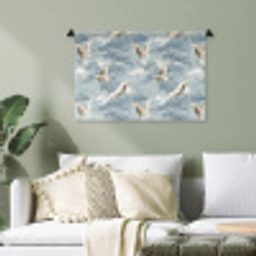 Wolken - Kraanvogels - Blauw Wandkleed katoen klein 269 -sfeer7