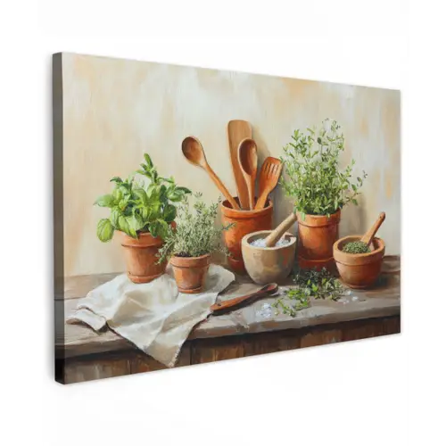 Potten - Kruiden - Hout canvas 2cm klein -z3d