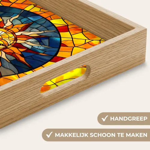 Mozaïek - Zon - Geel - Cirkel Dienblad Rechthoek middel -USP_HandgreepNL