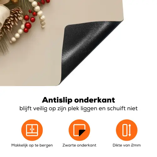 Deurkrans - Strik - Kerst - Rood - Groen Inductie beschermer vinyl 3mm klein -zzzzzzz-td-onderkant