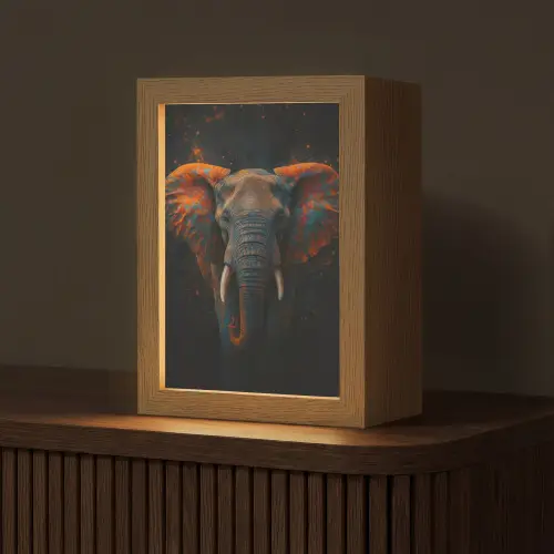 Olifant - Oranje - Oren Light Box met kabel (Tafellamp) klein -z3d_website