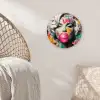 Vrouw - Kauwgom - Graffiti - Neonkleuren Wandcirkel kunststof plaat 5mm dik klein -sfeer5