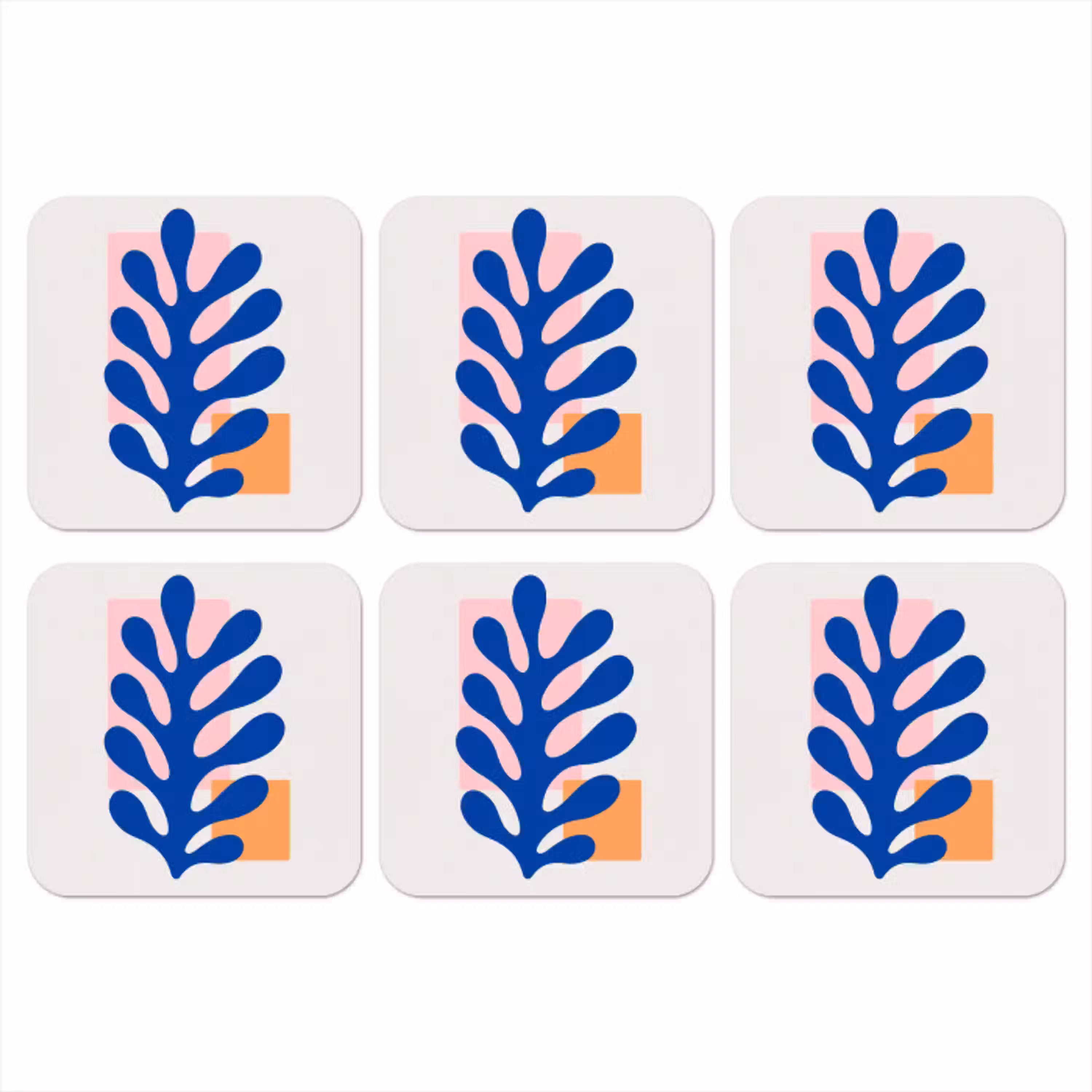 Abstract - Blad - Blauw - Rechthoeken onderzetter kurk middel -3d