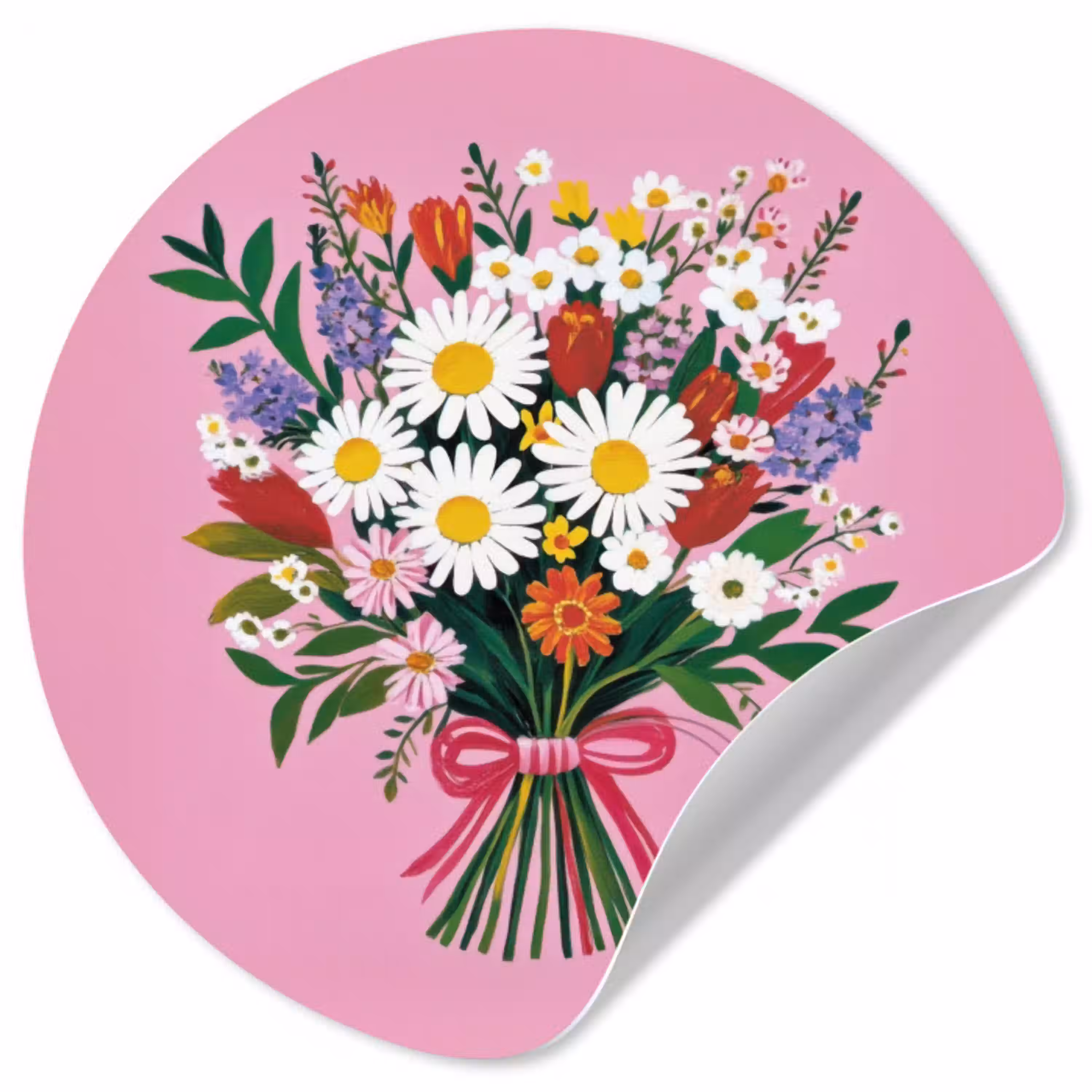 Bloemen - Quote - Kaartje - Kleurrijk Wandcirkel behangsticker klein -3d