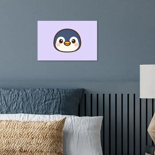Pinguïn - Paars - Schattig poster papier klein -sfeer2