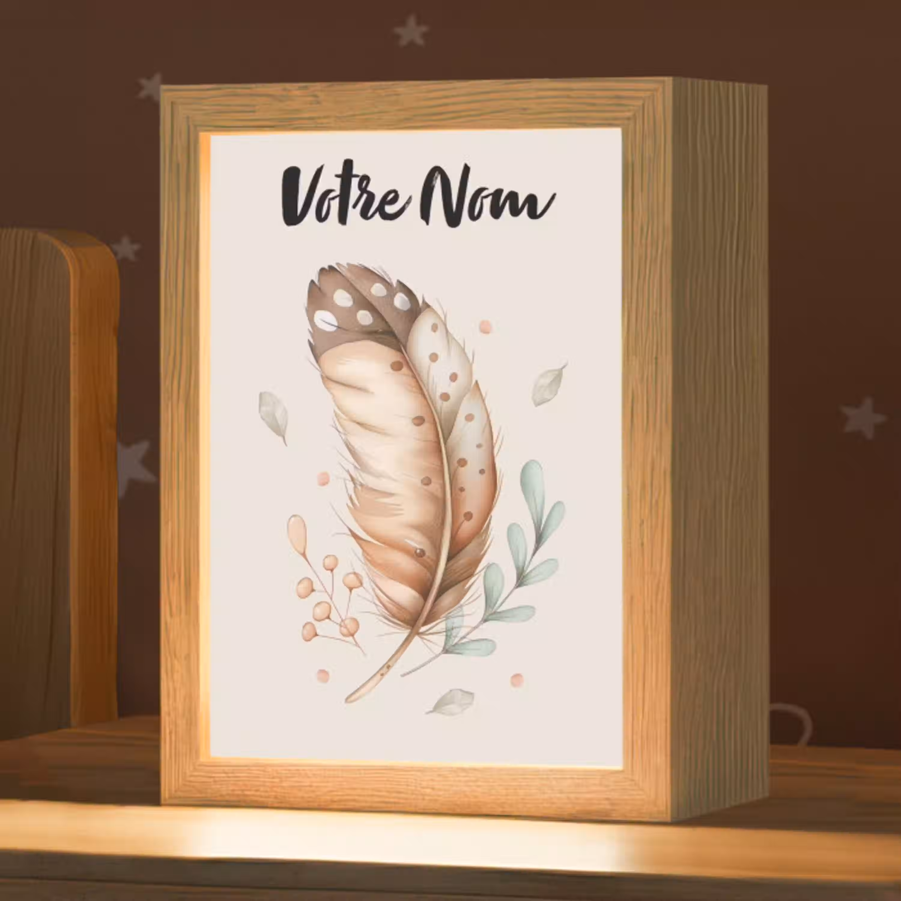 Veer - Bohemian - Boho - Pastel kleuren Light Box met kabel (Kinderlampje) klein -zzz_3d_website