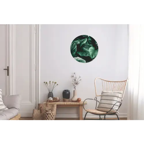 Jungle - Bladeren - Tropisch - Planten - Natuur Wandcirkel aluminium klein -woonkamer
