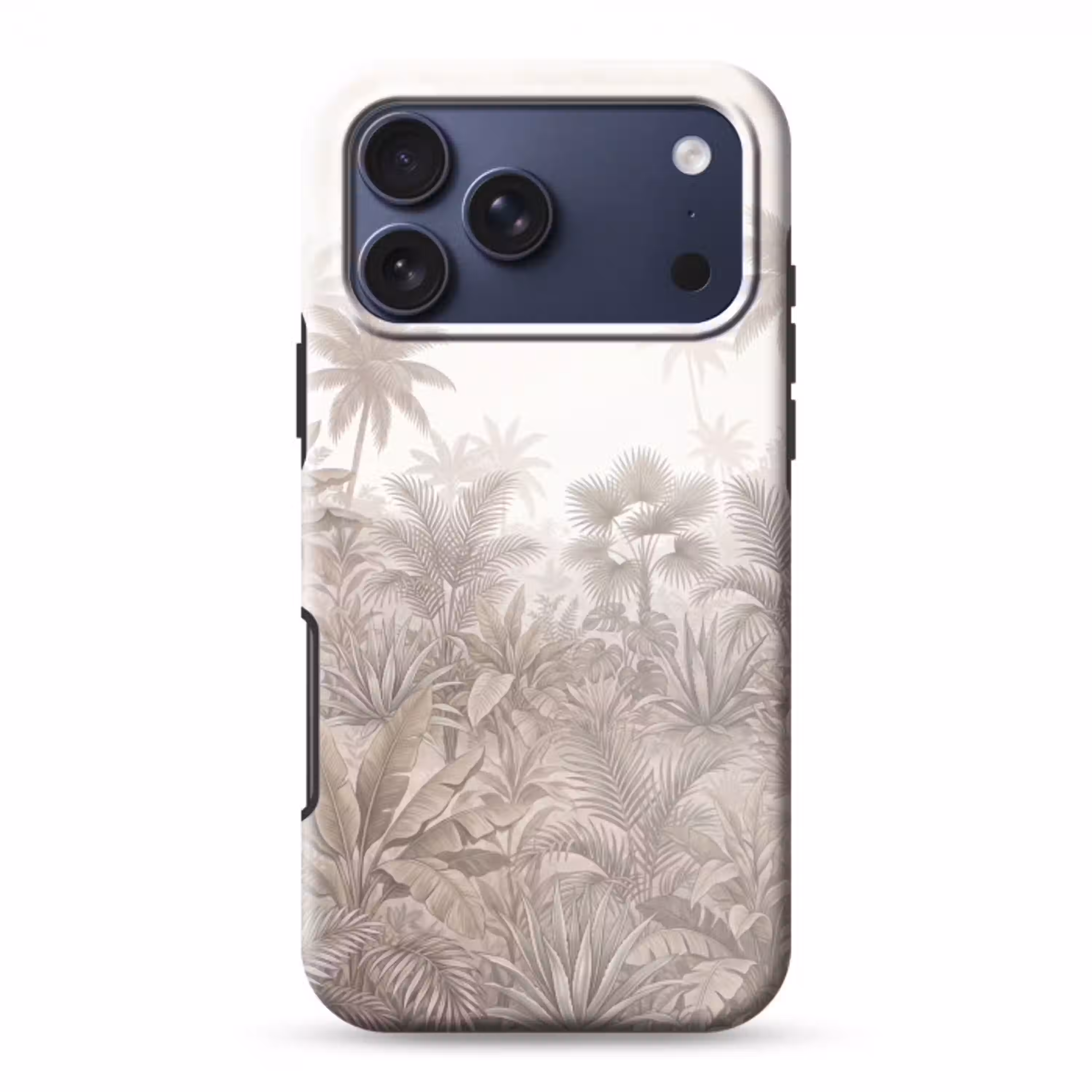Jungle - Tropisch - Natuur -Vintage - Beige Toughcase MagSafe Apple iPhone 17 Pro Max klein -3d