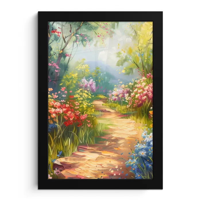 Natuur - Landschap - Bloemen - Kleurrijk fotolijst zwart zonder passe partout klein -3d