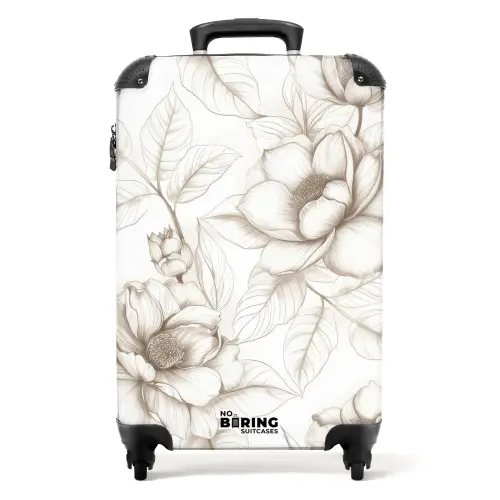 Vintage bloemen - beige en crèmewit NBS - Handbagage koffer - Kinderen Unisex middel -productfoto_recht